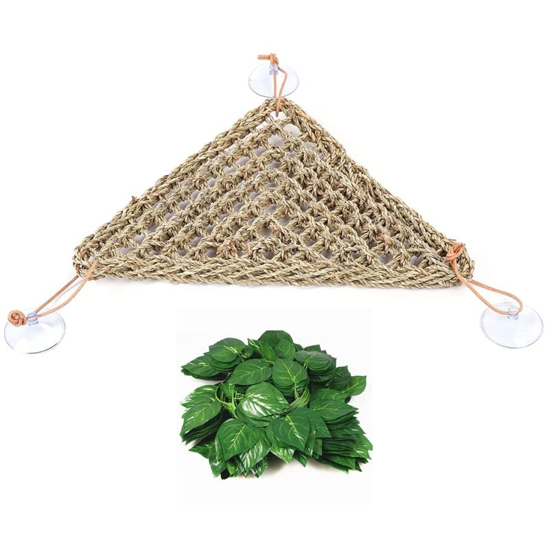 kathson Bearded Dragon Hammock, Reptile Terrarium Leaves with Suction Cups, Bearded Dragon Tank Accessories, Habitat Decor for Chameleon, Lizards, Geckos, and Snakesï¼ˆ16.53 x 12.6 x 12.6 inches, 2 PCSï¼‰ - Image 1